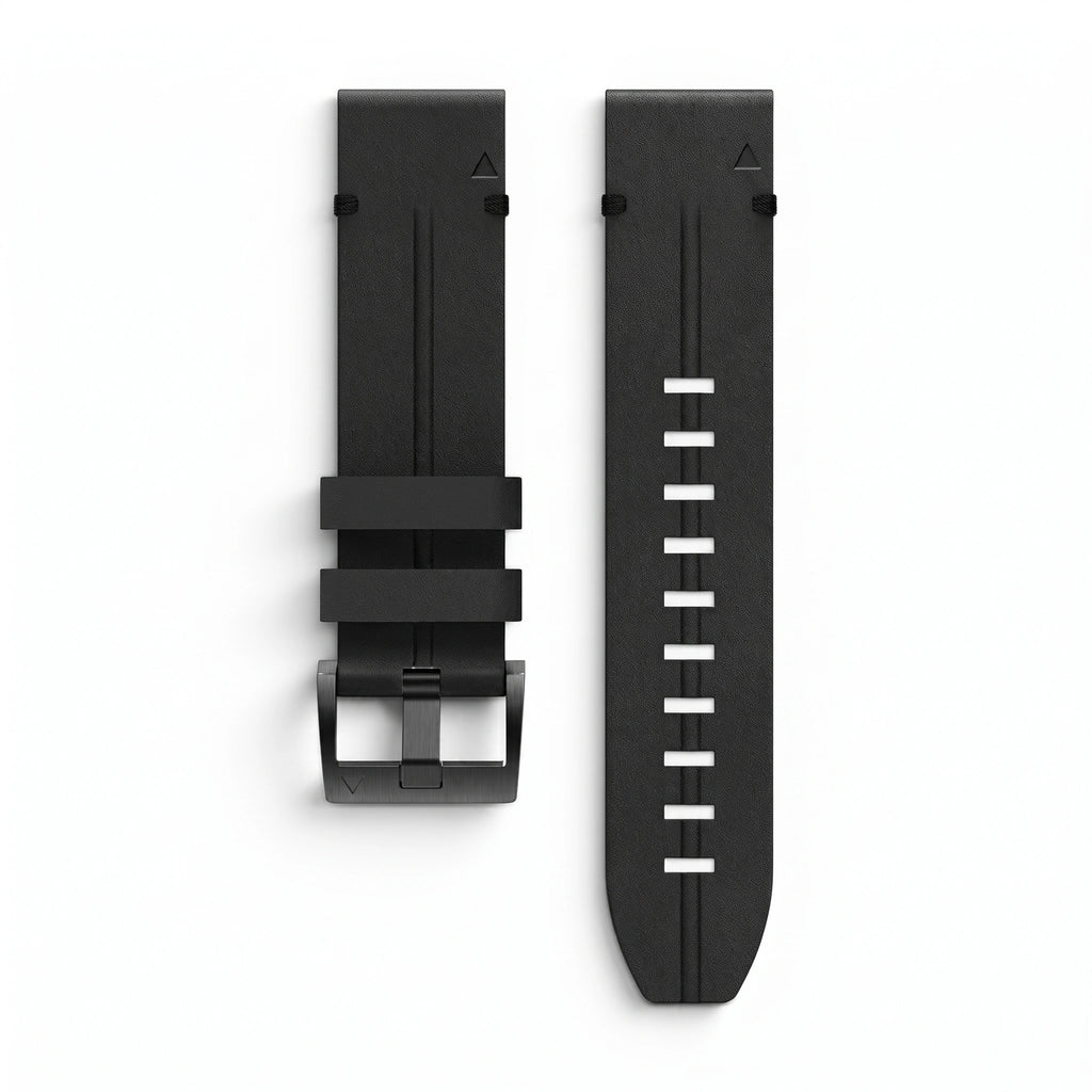 Bracelet Zephyr cuir noir, vue de profil - Garmin QuickFit 20mm | Clipz-it