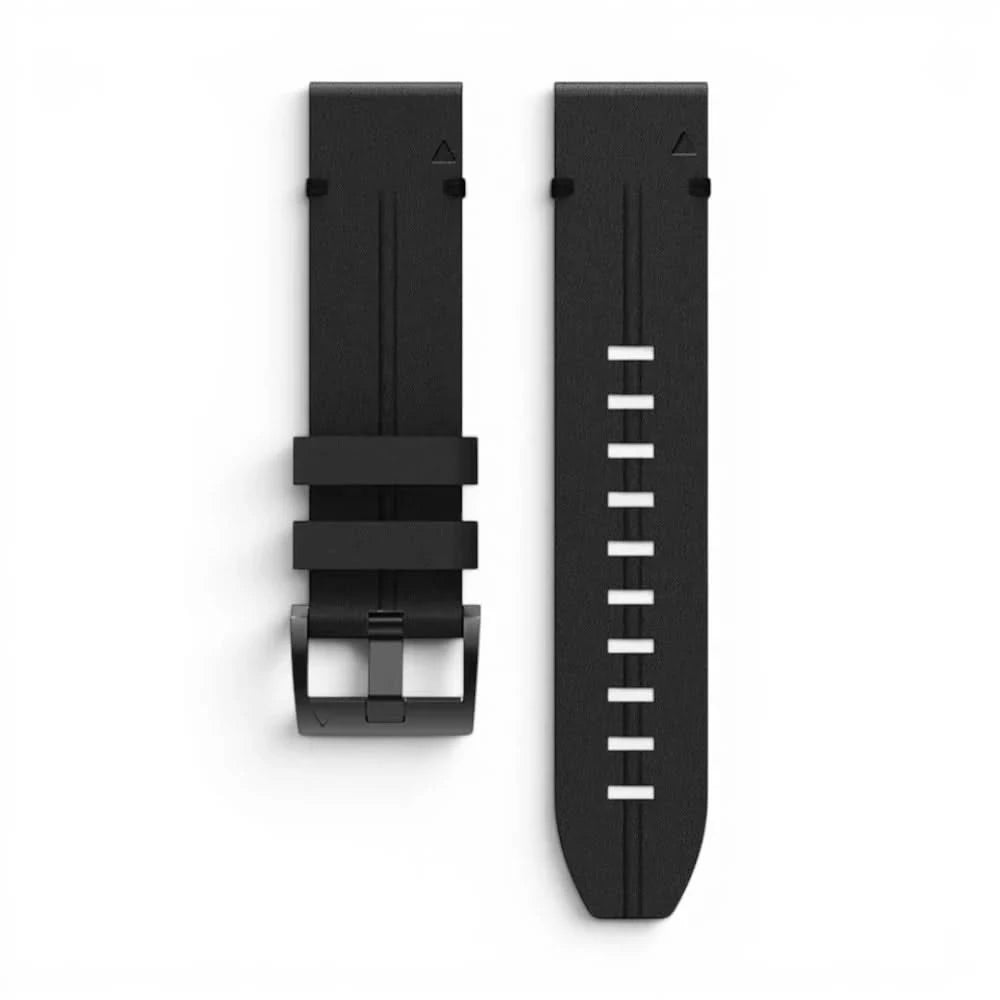 Bracelet Zephyr cuir noir, vue de profil - Garmin QuickFit 20mm | Clipz-it