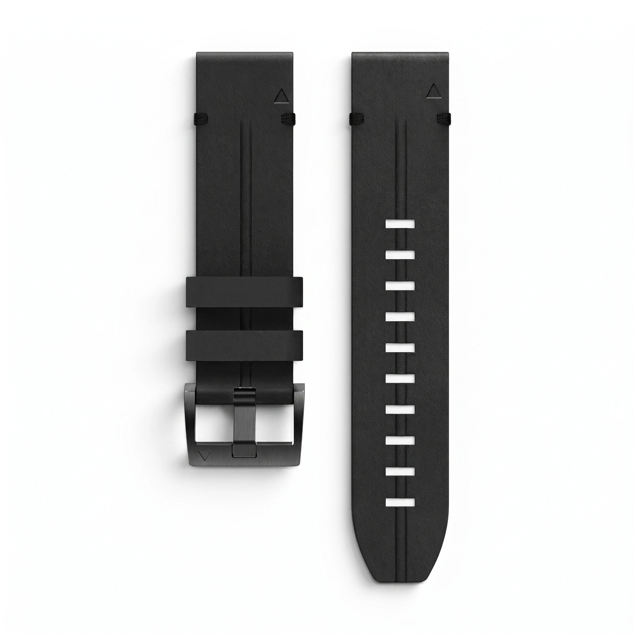 Bracelet Zephyr cuir noir, vue de profil - Garmin QuickFit 20mm | Clipz-it