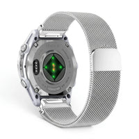 Bracelet Alvéole milanais acier argenté, vue de dos - Garmin QuickFit 22mm | Clipz-it