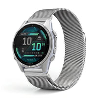 Bracelet Alvéole milanais acier argenté, vue de face 2 - Garmin QuickFit 22mm | Clipz-it