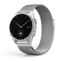 Bracelet Alvéole milanais acier argenté, vue de face - Garmin QuickFit 22mm | Clipz-it