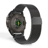 Bracelet Alvéole milanais acier noir, vue de dos - Garmin QuickFit 22mm | Clipz-it