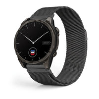 Bracelet Alvéole milanais noir, vue de face - Garmin QuickFit 22mm | Clipz-it