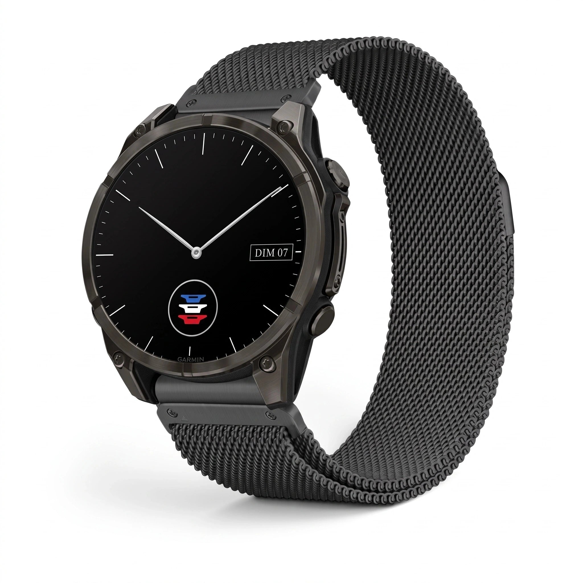 Bracelet Alvéole milanais noir, vue de face - Garmin QuickFit 22mm | Clipz-it