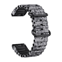Drift silikoninė laikrodžio apyrankė su ventiliacijos angomis, pilkas kamufliažo raštas, vaizdas iš nugarėlės - Garmin QuickFit 22 mm | Clipz-it