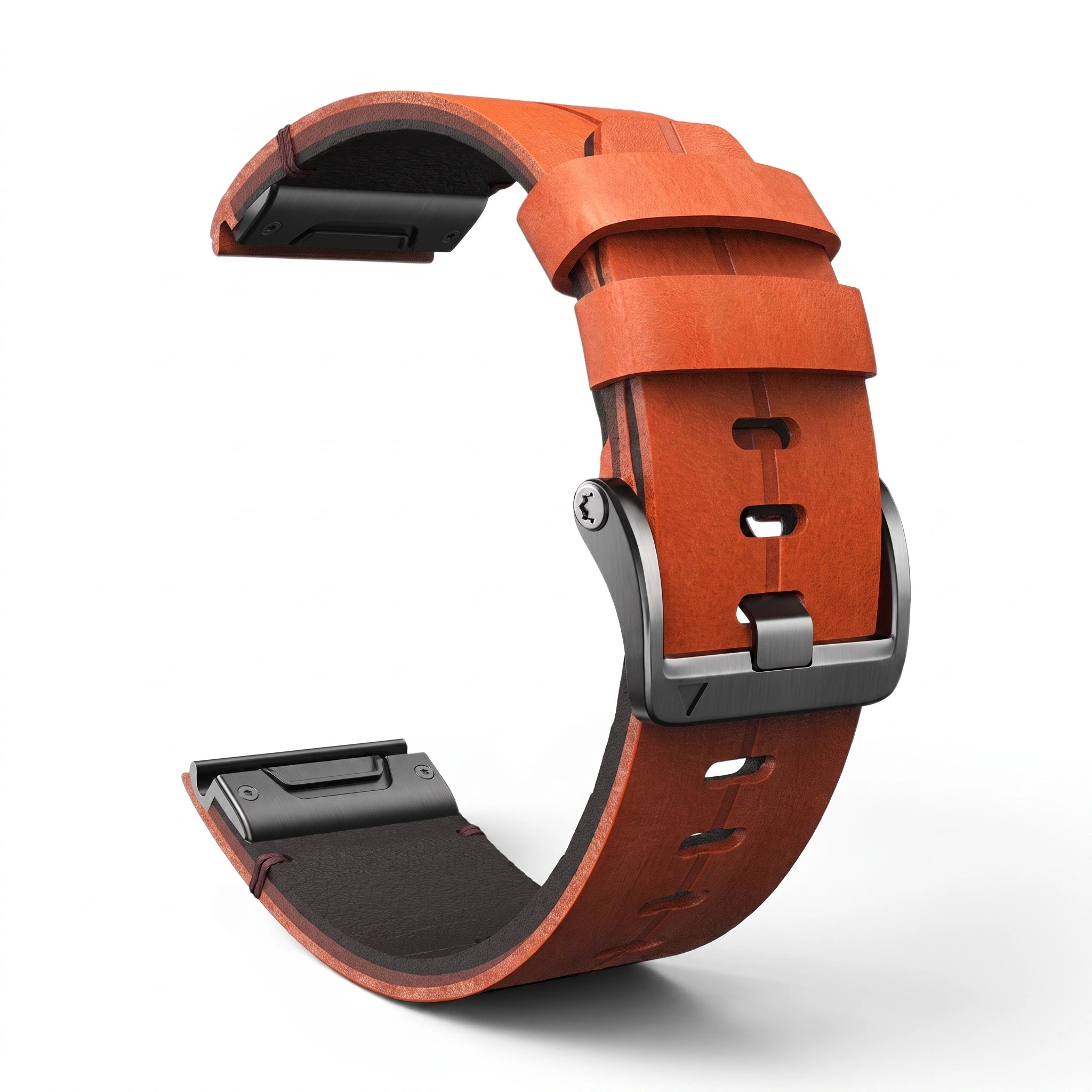 Bracelet Havane Titane cuir et titane marron, vue de dos - Garmin QuickFit 22mm | Clipz-it