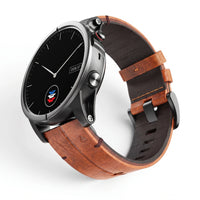 Bracelet Havane Titane cuir et titane marron, vue de face - Garmin QuickFit 22mm | Clipz-it