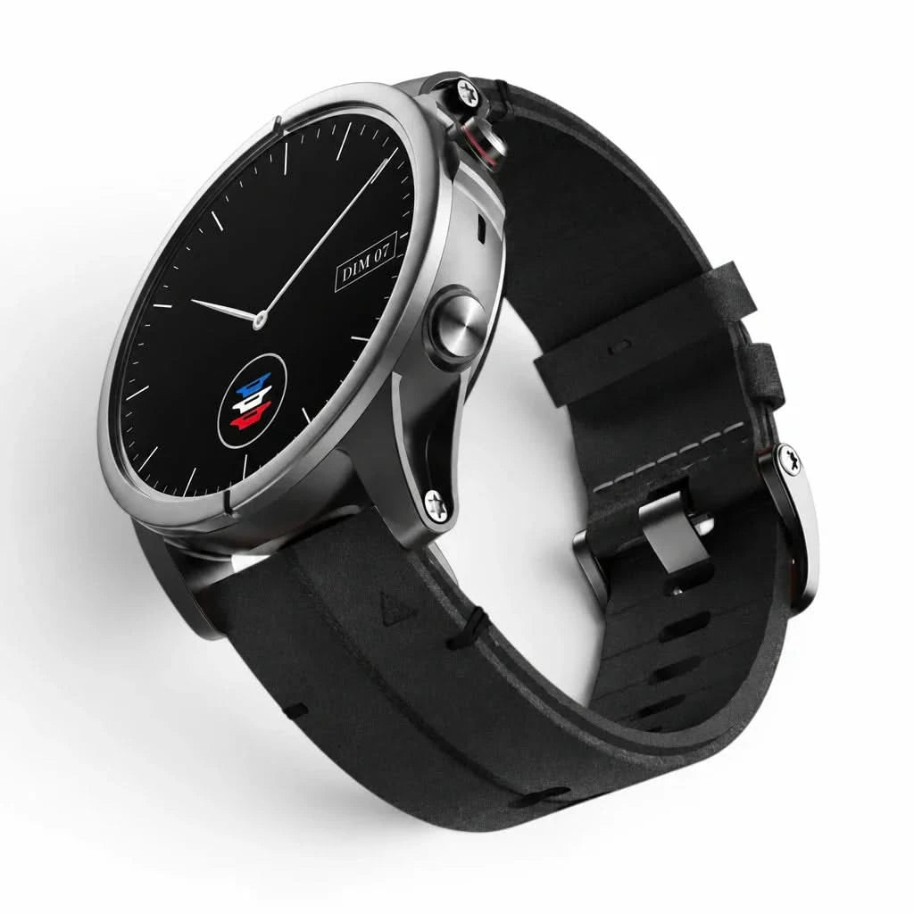 Bracelet Havane Titane cuir et titane noir, vue de face - Garmin QuickFit 22mm | Clipz-it