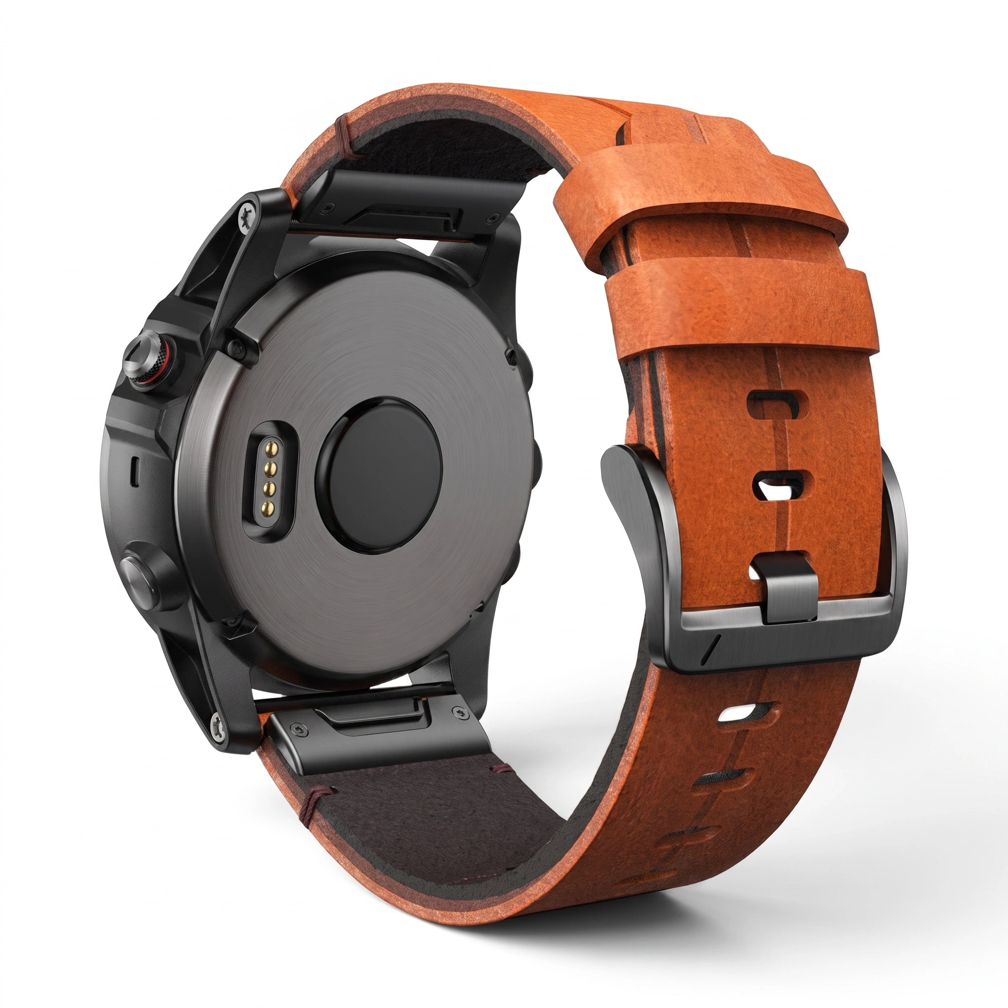 Bracelet Havane Titane cuir et titane titane, vue de dos - Garmin QuickFit 22mm | Clipz-it