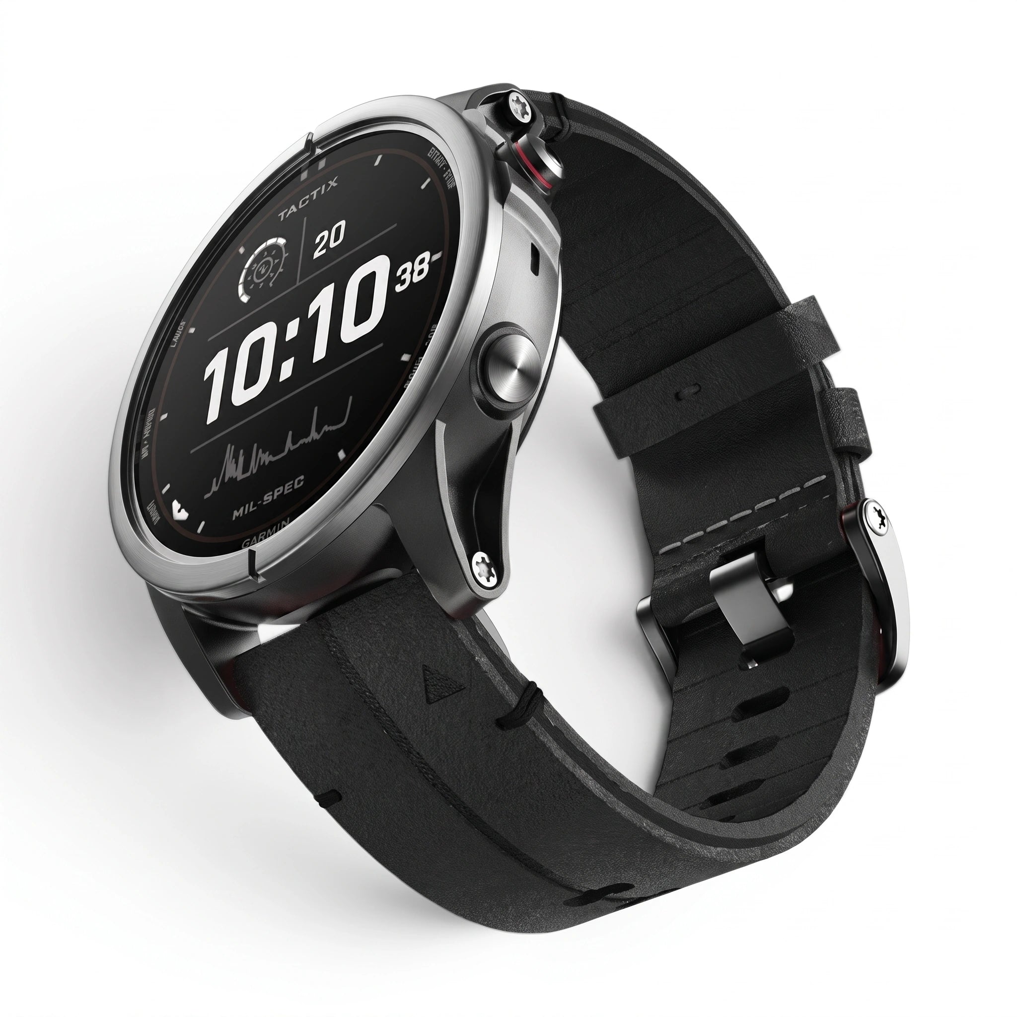 Bracelet Havane Titane cuir et titane titane, vue de face - Garmin QuickFit 22mm | Clipz-it