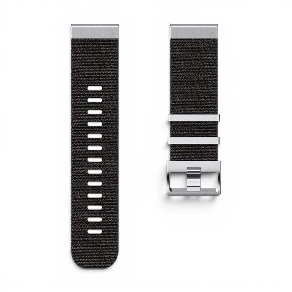 Jacquard-nailonranneke, musta, takakuva - Garmin QuickFit 22mm | Clipz-it