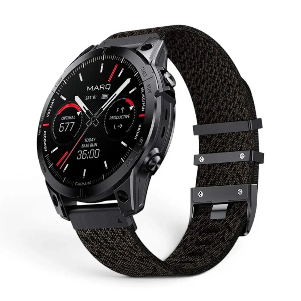 Jacquard-nailonranneke, musta, kuva edestä 2 - Garmin QuickFit 22mm | Clipz-it
