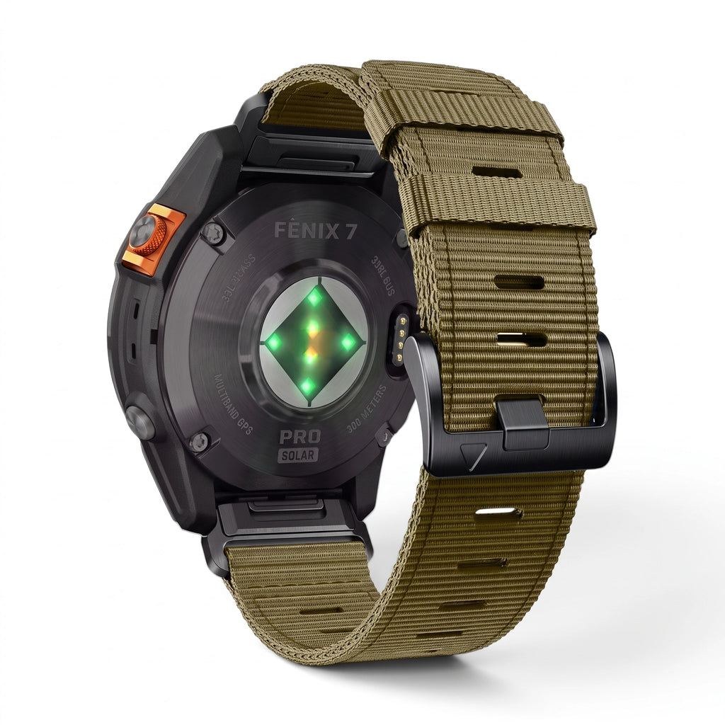 Bracelet Kevlar nylon cafe, vue de dos - Garmin QuickFit 22mm | Clipz-it
