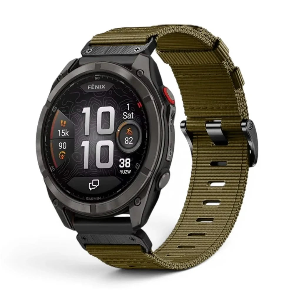 Bracelet Kevlar nylon café, vue de face 2 - Garmin QuickFit 22mm | Clipz-it