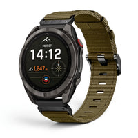 Bracelet Kevlar nylon café, vue de face - Garmin QuickFit 22mm | Clipz-it