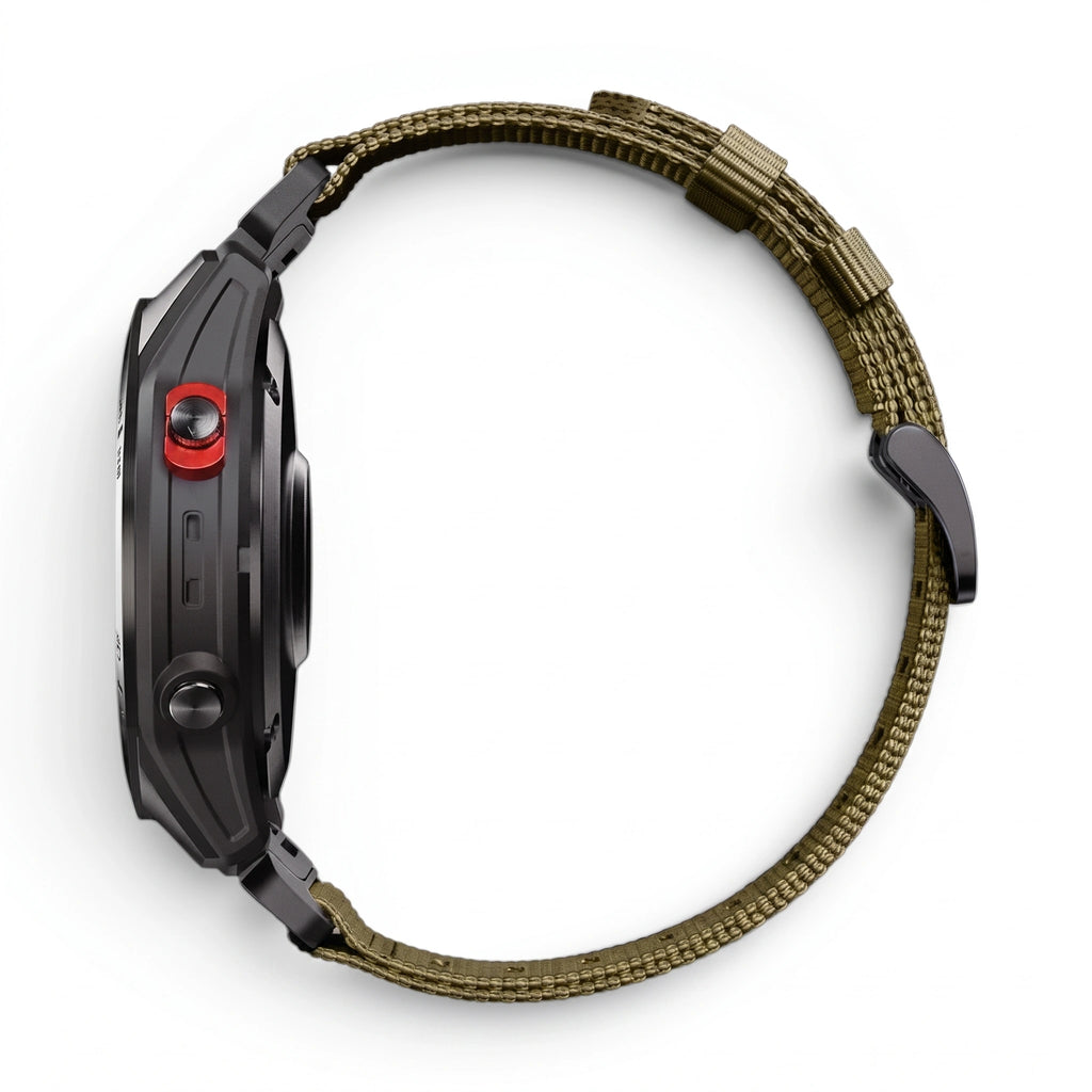 Bracelet Kevlar nylon café, vue de profil - Garmin QuickFit 22mm | Clipz-it
