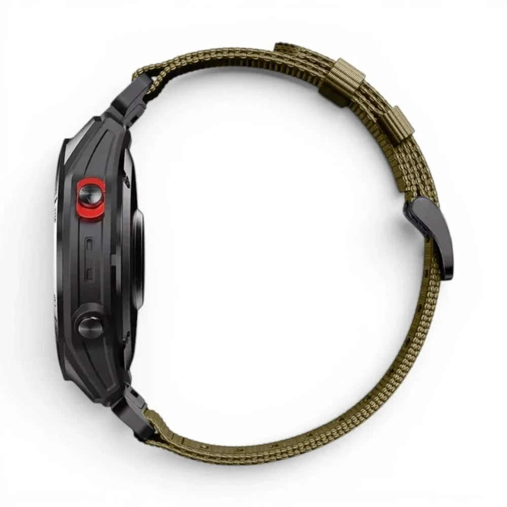 Bracelet Kevlar nylon café, vue de profil - Garmin QuickFit 22mm | Clipz-it