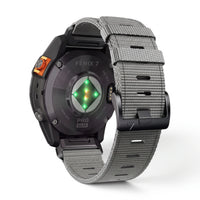 Bracelet Kevlar nylon gris, vue de dos - Garmin QuickFit 22mm | Clipz-it
