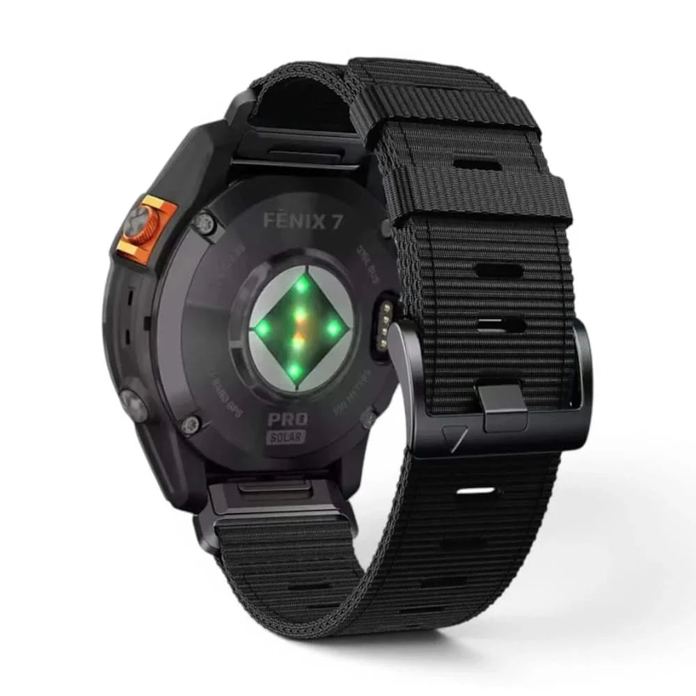 Bracelet Kevlar nylon noir, vue de dos - Garmin QuickFit 22mm | Clipz-it