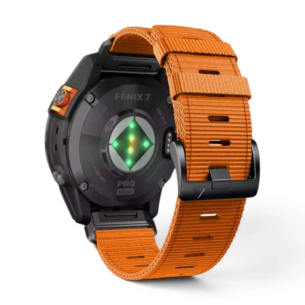 Bracelet Kevlar nylon orange, vue de dos - Garmin QuickFit 22mm | Clipz-it
