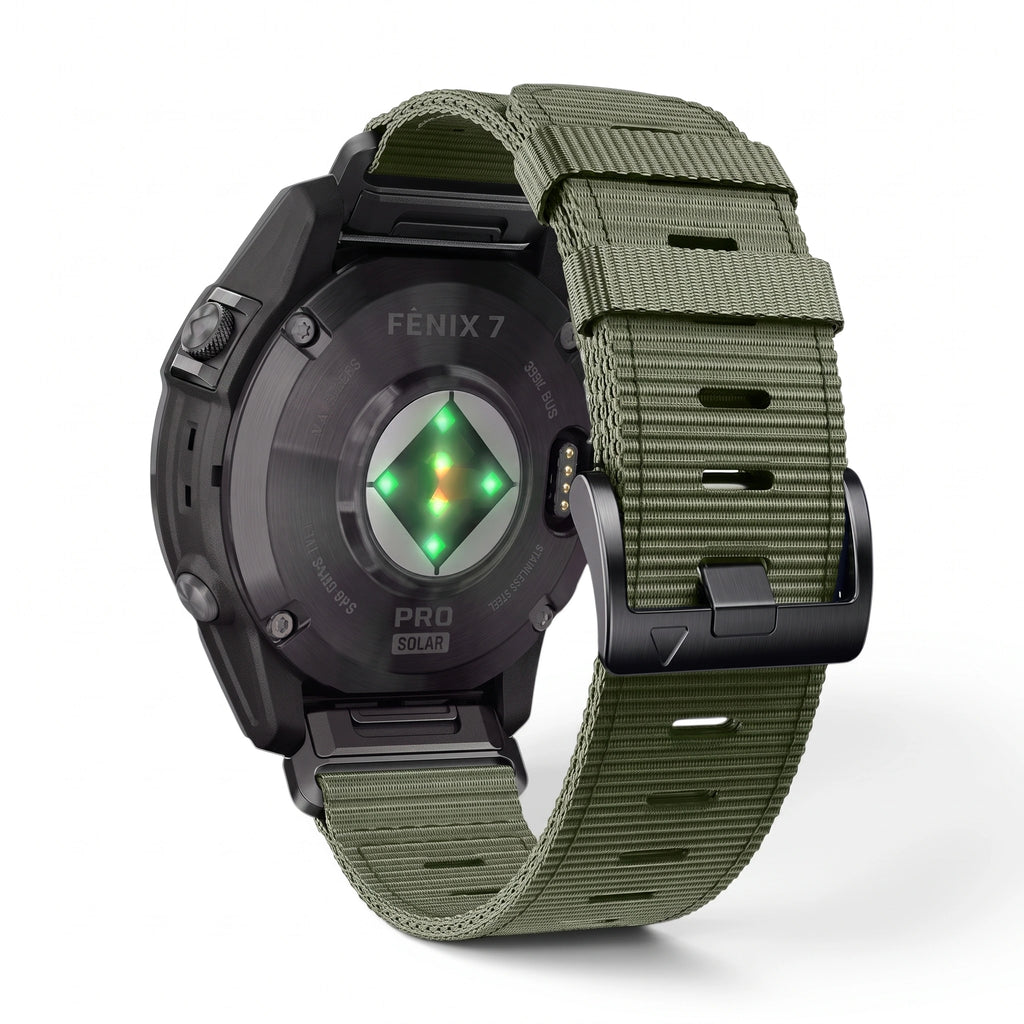 Bracelet Kevlar nylon vert, vue de dos - Garmin QuickFit 22mm | Clipz-it