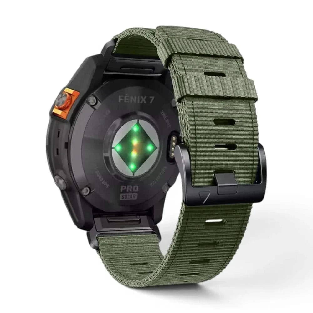 Bracelet Kevlar nylon vert, vue de dos - Garmin QuickFit 22mm | Clipz-it