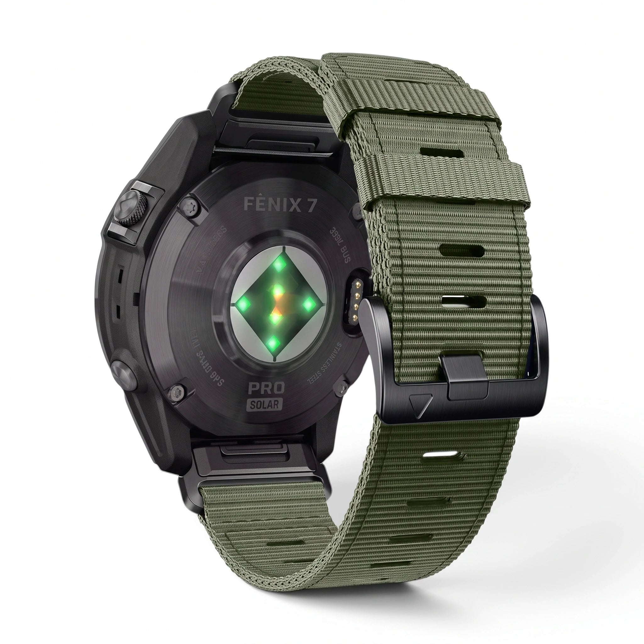 Bracelet Kevlar nylon vert, vue de dos - Garmin QuickFit 22mm | Clipz-it