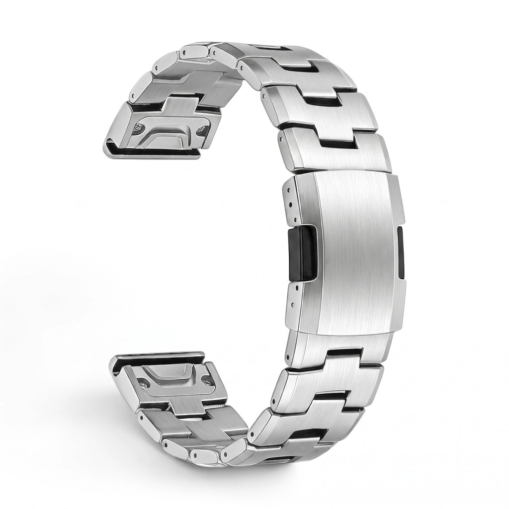 Bracelet Kratos titane acier, vue de profil - Garmin QuickFit 22mm | Clipz-it
