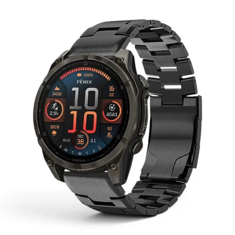 Bracelet Kratos titane noir, vue de face 2 - Garmin QuickFit 22mm | Clipz-it
