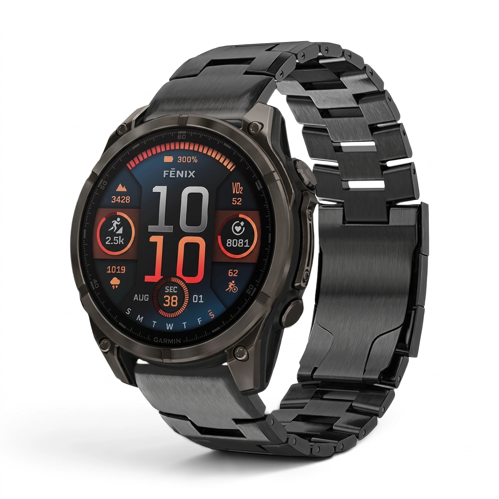 Bracelet Kratos titane noir, vue de face 2 - Garmin QuickFit 22mm | Clipz-it