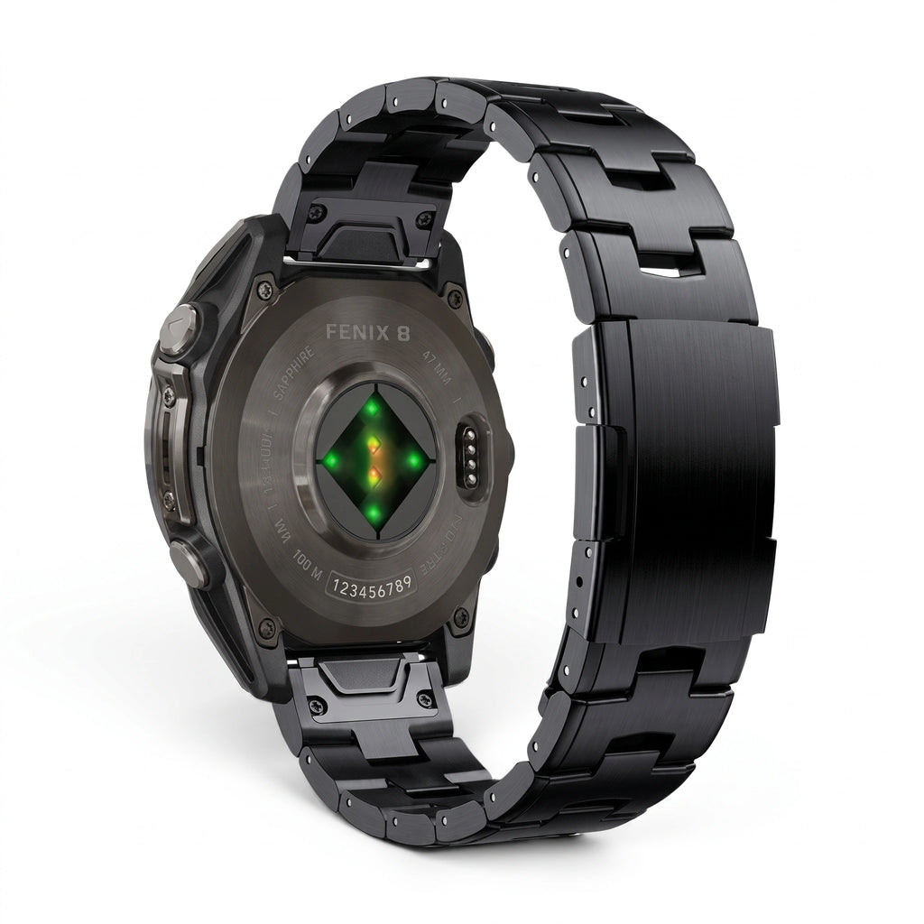 Bracelet Kratos titane noir, vue de face 3 - Garmin QuickFit 22mm | Clipz-it