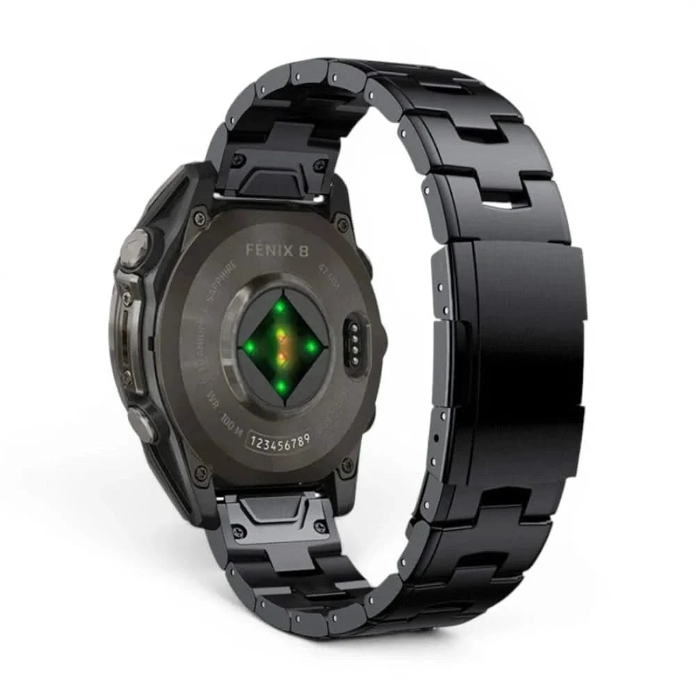 Bracelet Kratos titane noir, vue de face 3 - Garmin QuickFit 22mm | Clipz-it