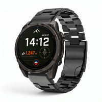 Bracelet Kratos titane noir, vue de face - Garmin QuickFit 22mm | Clipz-it