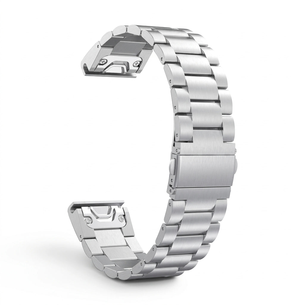Bracelet Maillon acier inoxydable acier argenté, vue de dos - Garmin QuickFit 22mm | Clipz-it