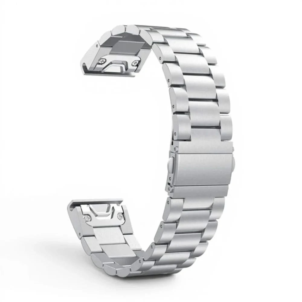 Bracelet Maillon acier inoxydable acier argenté, vue de dos - Garmin QuickFit 22mm | Clipz-it