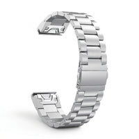 Bracelet Maillon acier inoxydable acier argenté, vue de dos - Garmin QuickFit 22mm | Clipz-it