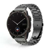 Bracelet Maillon acier inoxydable acier noir, vue de face - Garmin QuickFit 22mm | Clipz-it