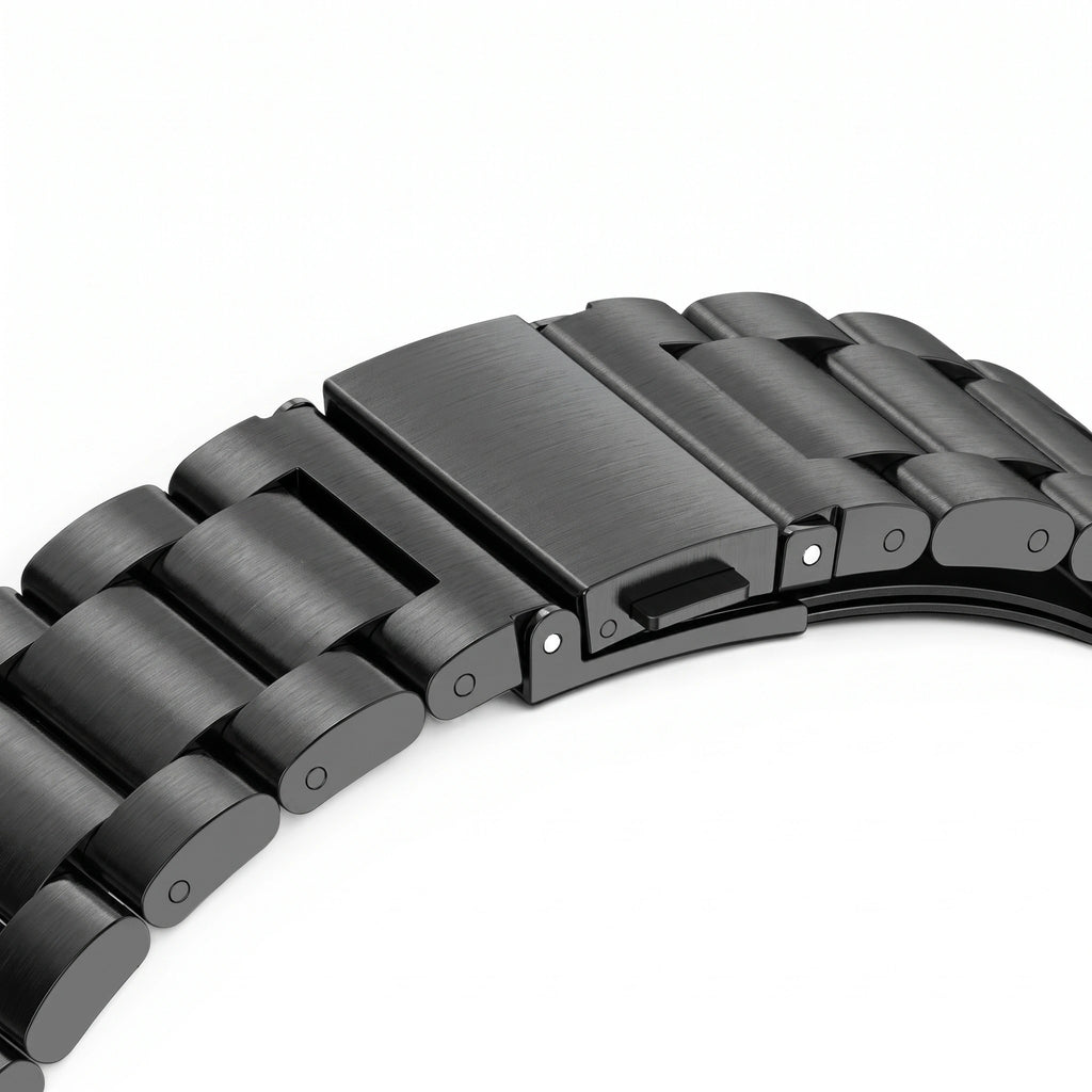 Bracelet Maillon acier inoxydable acier noir, vue de profil 3 - Garmin QuickFit 22mm | Clipz-it