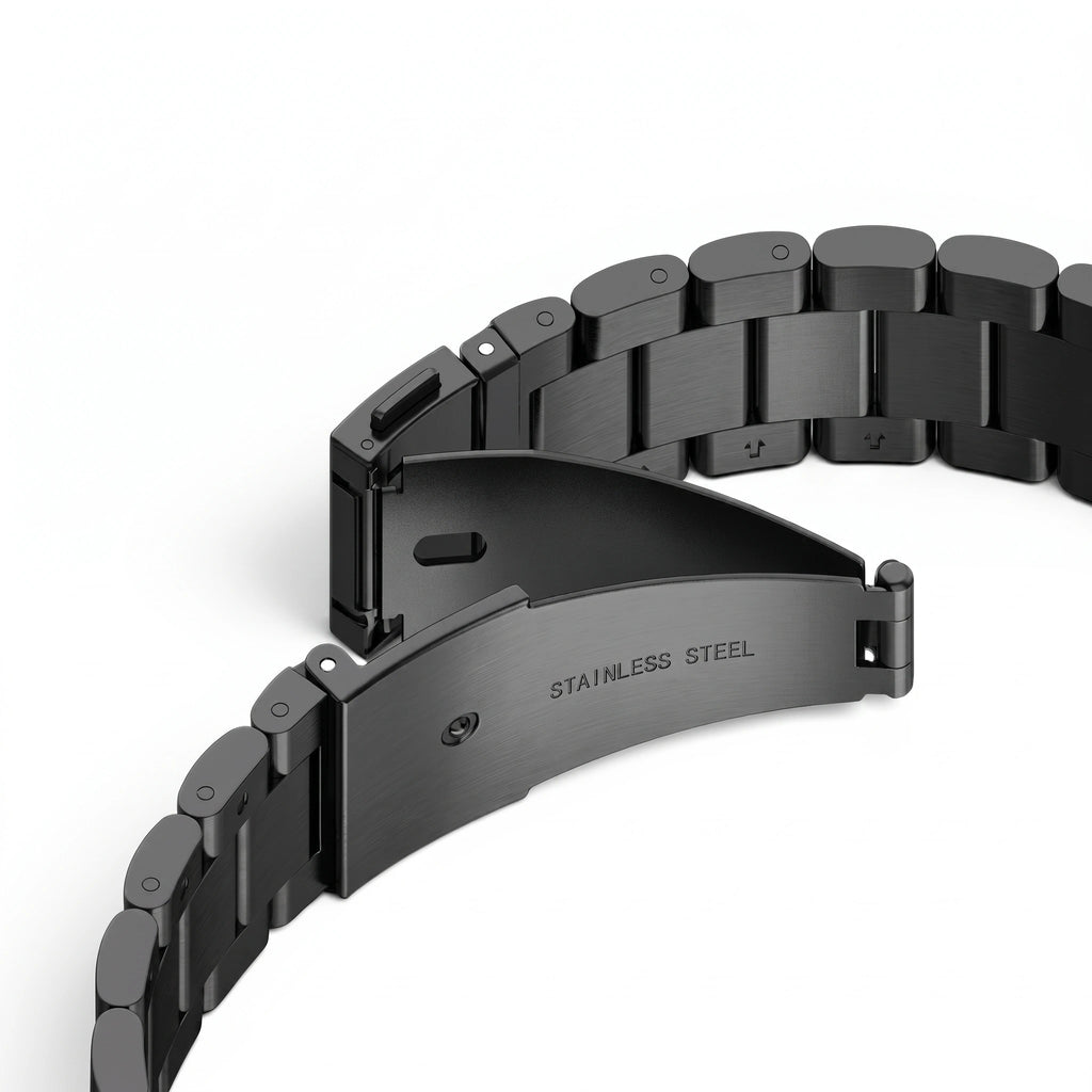 Bracelet Maillon acier inoxydable acier noir, vue de profil 4 - Garmin QuickFit 22mm | Clipz-it