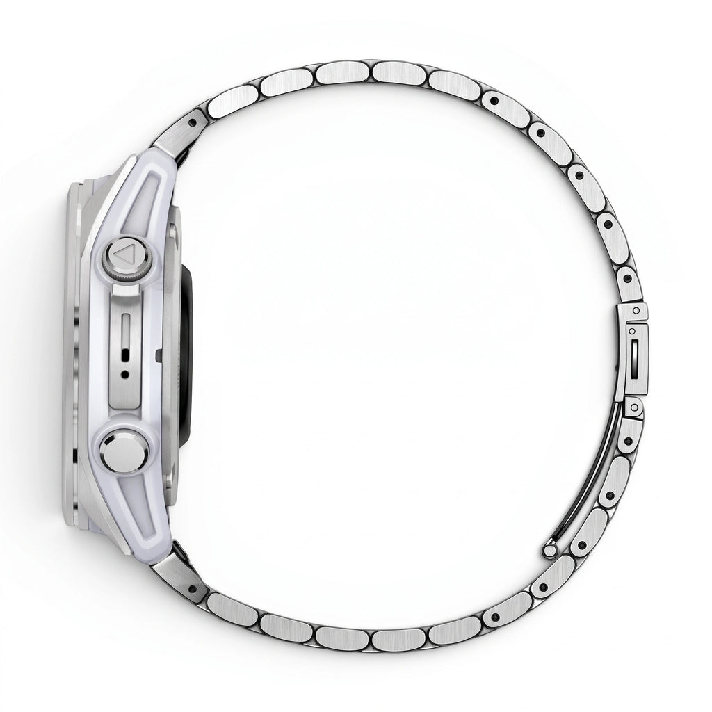 Bracelet Maillon acier inoxydable acier noir, vue de profil 5 - Garmin QuickFit 22mm | Clipz-it