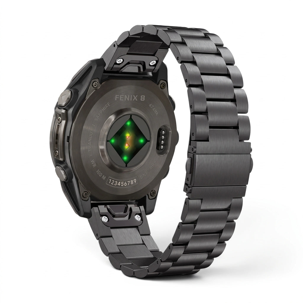 Bracelet Maillon acier inoxydable noir, vue de dos 2 - Garmin QuickFit 22mm | Clipz-it