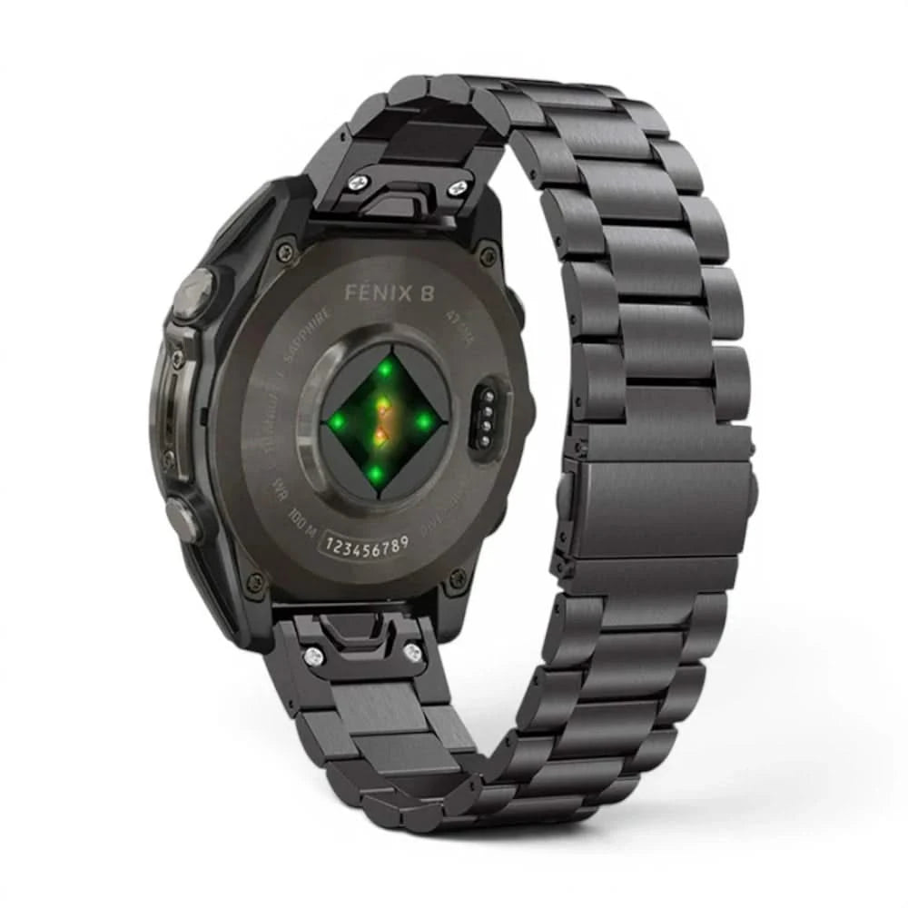 Bracelet Maillon acier inoxydable noir, vue de dos 2 - Garmin QuickFit 22mm | Clipz-it