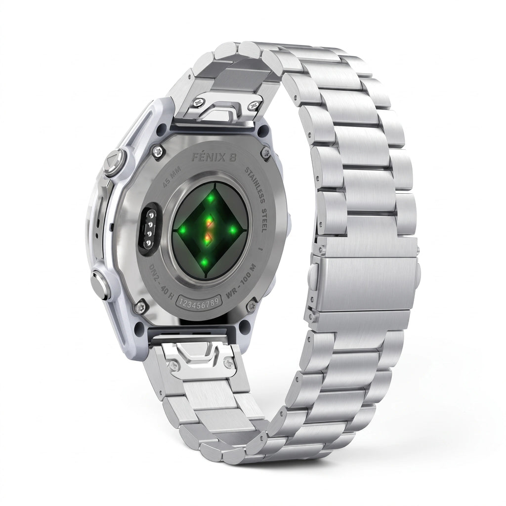 Bracelet Maillon acier inoxydable noir, vue de dos 3 - Garmin QuickFit 22mm | Clipz-it