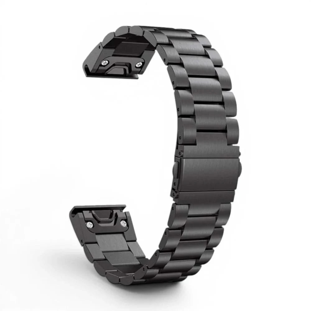 Bracelet Maillon acier inoxydable noir, vue de dos - Garmin QuickFit 22mm | Clipz-it