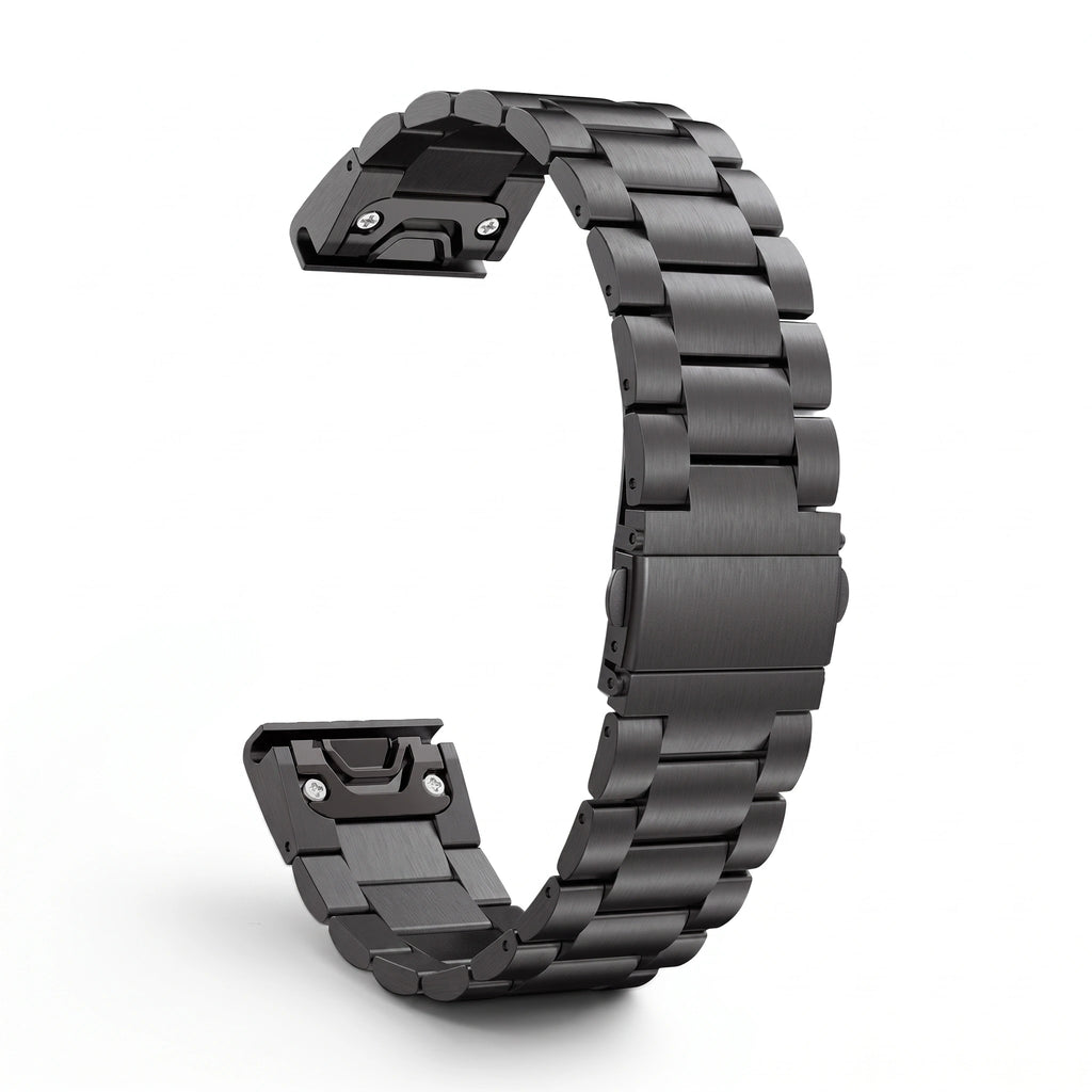 Bracelet Maillon acier inoxydable noir, vue de dos - Garmin QuickFit 22mm | Clipz-it