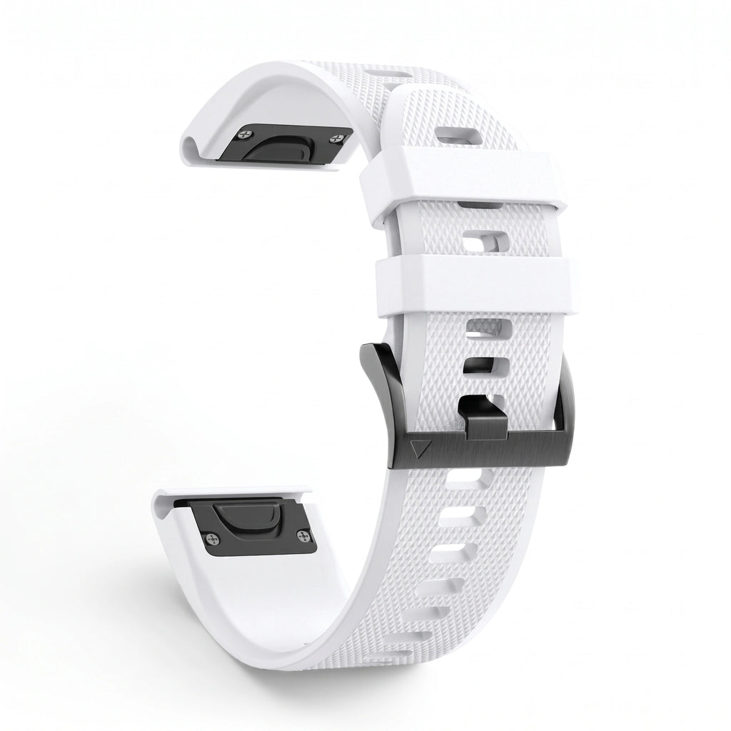 Bracelet Motion silicone blanc, vue de profil - Garmin QuickFit 22mm | Clipz-it