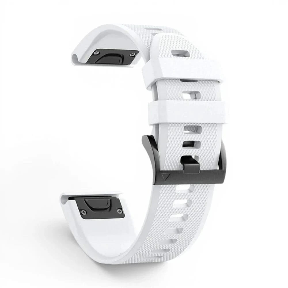 Bracelet Motion silicone blanc, vue de profil - Garmin QuickFit 22mm | Clipz-it