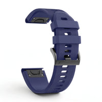 Bracelet Motion silicone bleu marine, vue de profil - Garmin QuickFit 22mm | Clipz-it