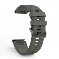 Bracelet Motion silicone kaki, vue de profil - Garmin QuickFit 22mm | Clipz-it